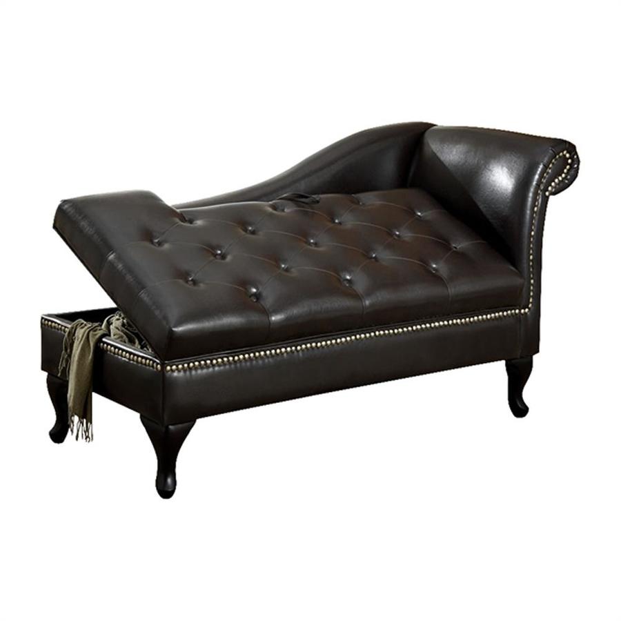 Furniture Of America Lakeport Casual Black Faux Leather Chaise Lounge In The Chaise Lounges 7556