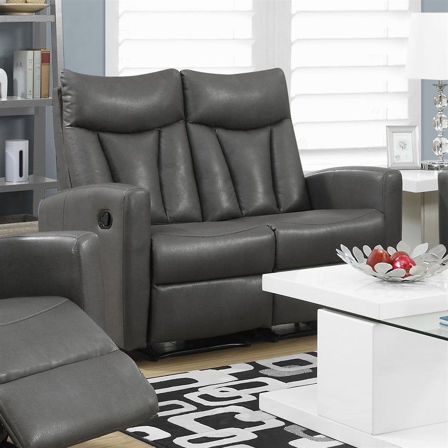 Monarch Specialties Casual Charcoal Gray Faux Leather Reclining Loveseat In The Couches Sofas 6281