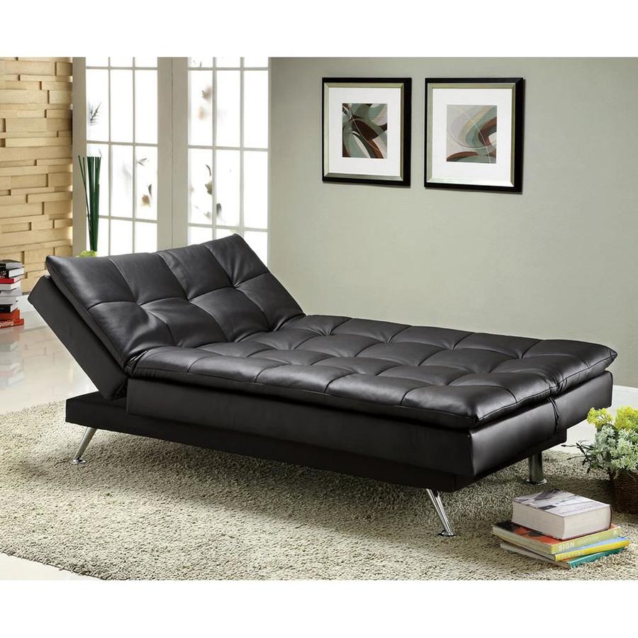 Furniture of America Hasty Black Faux Leather Futon in the Futons