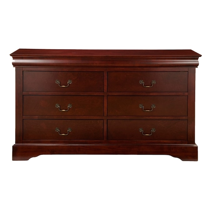 Alpine Furniture Louis Philippe II Cherry Rubberwood 6-Drawer Double Dresser at 0