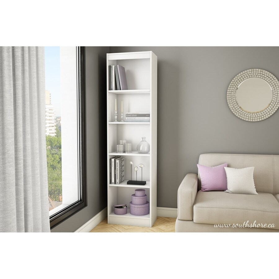 South Shore Furniture Freeport 5-shelf Narrow Bookcase in Pure White 7250758 for sale online 