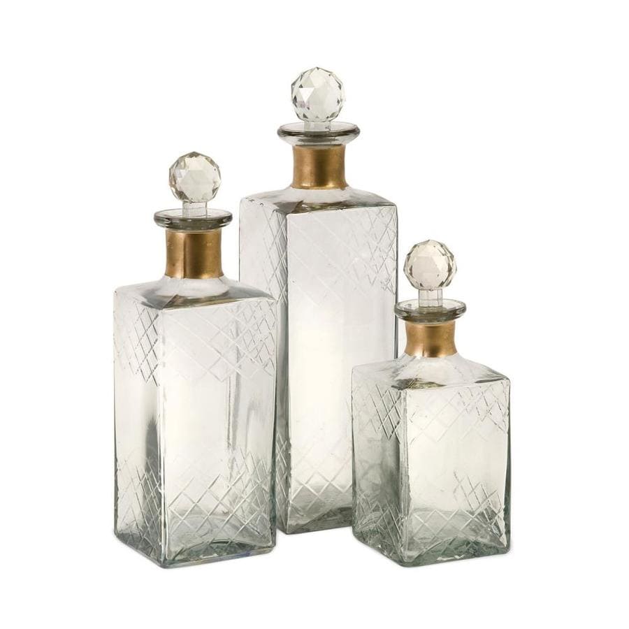 Set of 3 IMAX 89465-3 Sable Decanter with Crown Stopper