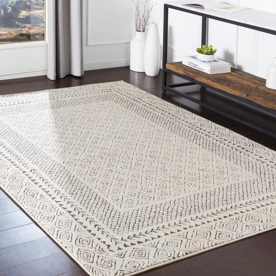 Surya Bahar 9 x 12 Beige Indoor Border Farmhouse/Cottage Area Rug in