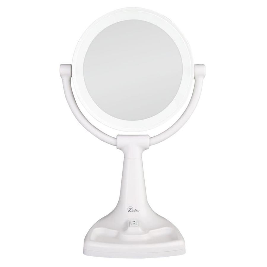 Zadro 8 In X 17 5 In White Double Sided Magnifying Countertop Vanity Mirror With Light In The Makeup Mirrors Department At Lowes Com