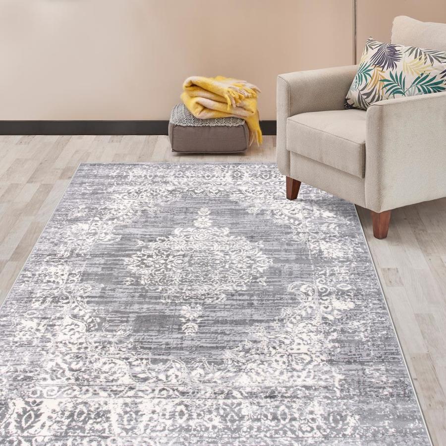 World Rug Gallery Avalon 8 x 10 Gray Indoor Distressed/Overdyed Vintage