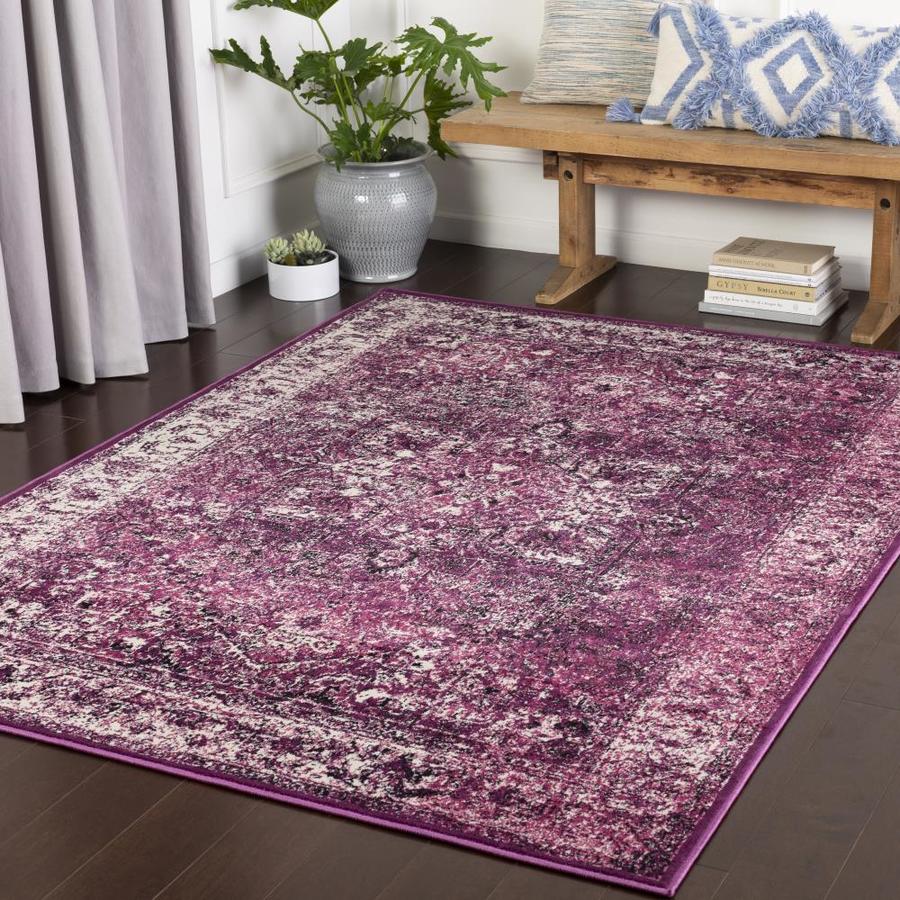 Surya Mumbai 9 x 12 Purple Indoor Medallion Oriental Area Rug in the