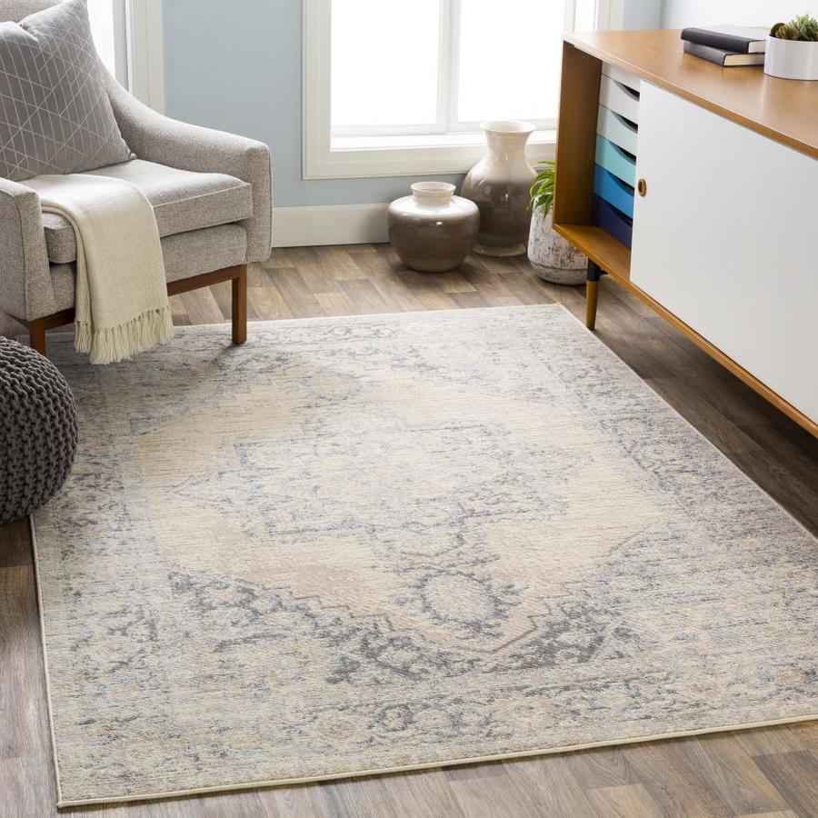 Surya City light 8 x 10 Cream Indoor Medallion Oriental Area Rug in the