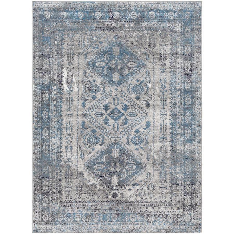 Surya Monte Carlo 5 x Blue/Gray Square Medallion Oriental Area Rug