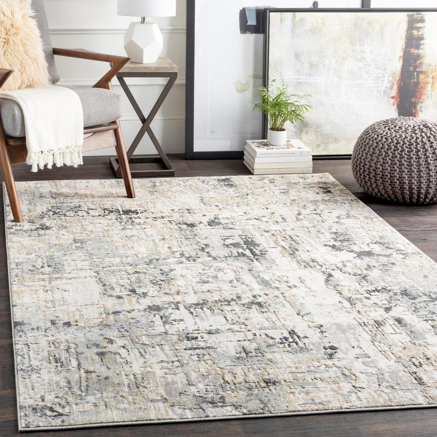 Surya Quatro 7 x 10 Silver Gray Abstract Industrial Area Rug in the