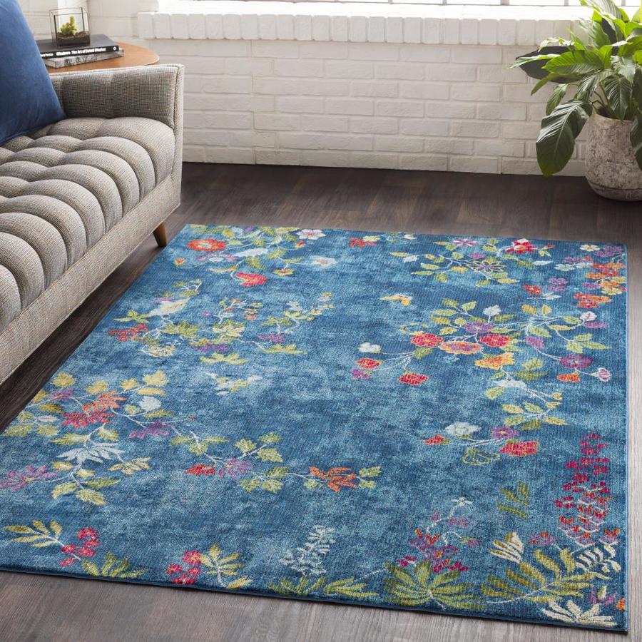 Surya Aura Silk 8 x 10 Blue Indoor Solid Oriental Area Rug in the Rugs