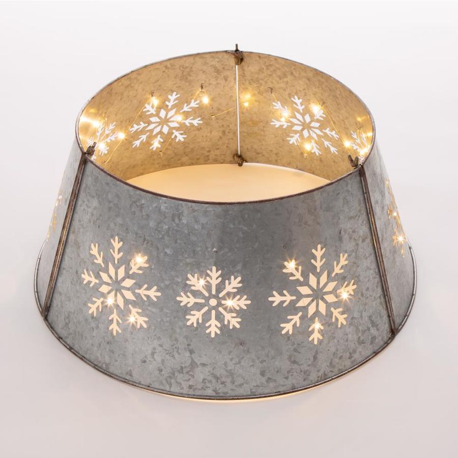 Glitzhome Silver Metal Tree Collar in the Christmas Tree Skirts