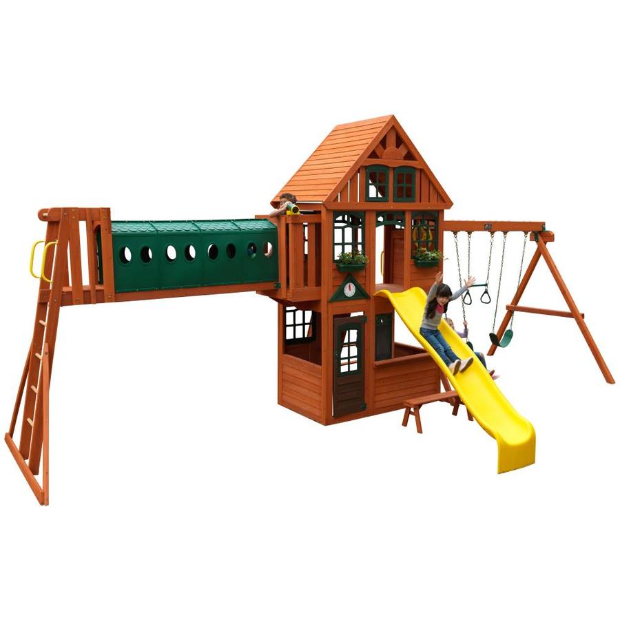 wooden play swing set