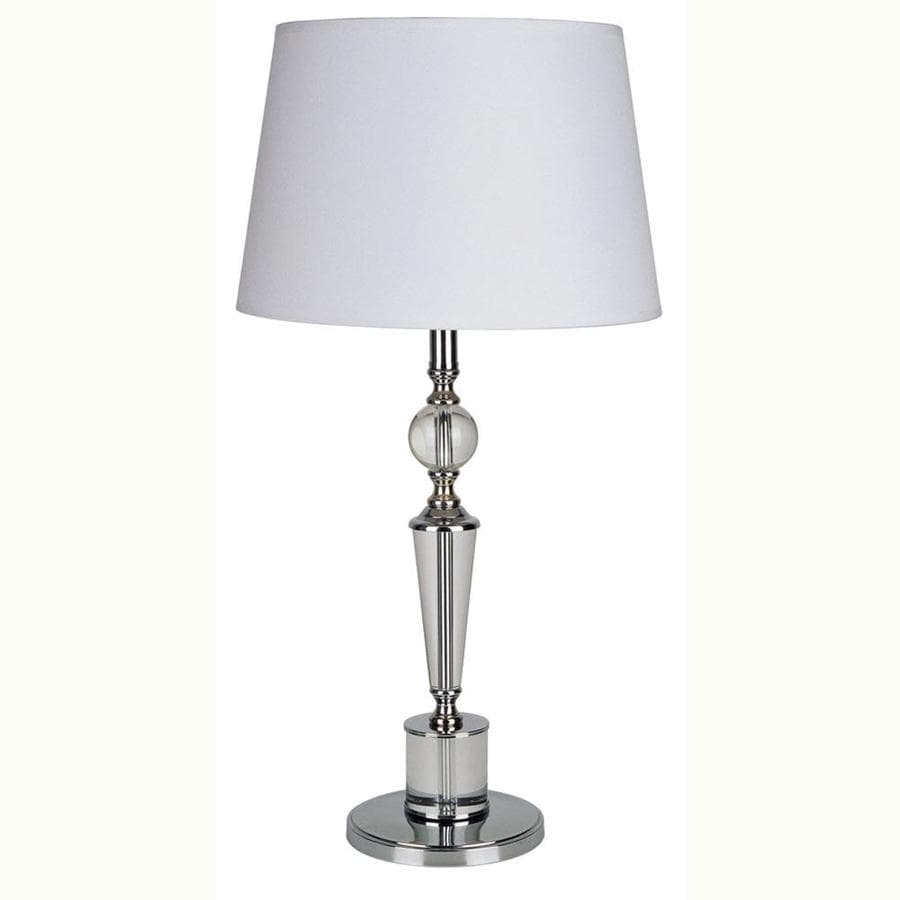 white and silver table lamps