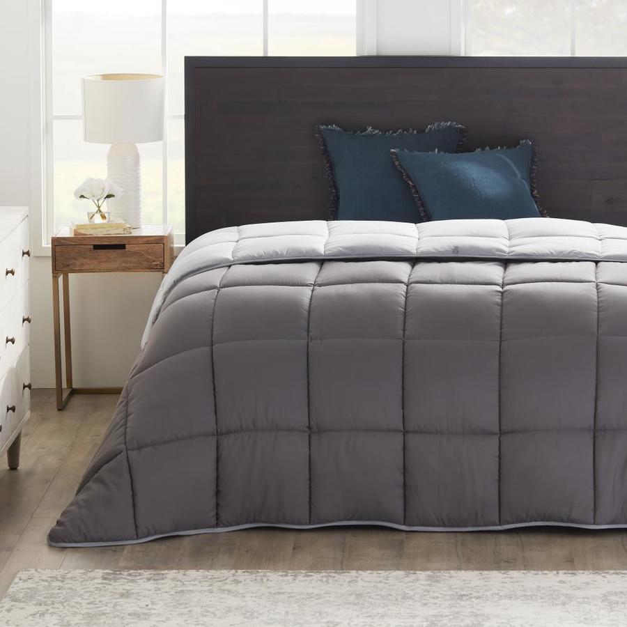 Brookside Stone/Charcoal Down Alternative Reversible Oversized Queen Comforter in the Comforters ...