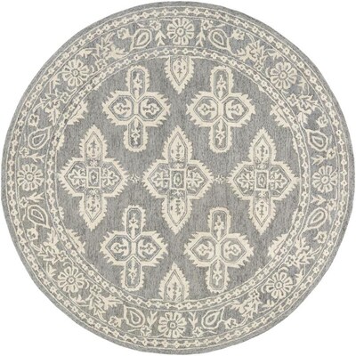 Surya Granada Grey Round Indoor Medallion Global Handcrafted Area Rug Surya Granada Grey Round Indoor Medallion Global Handcrafted Area Rug