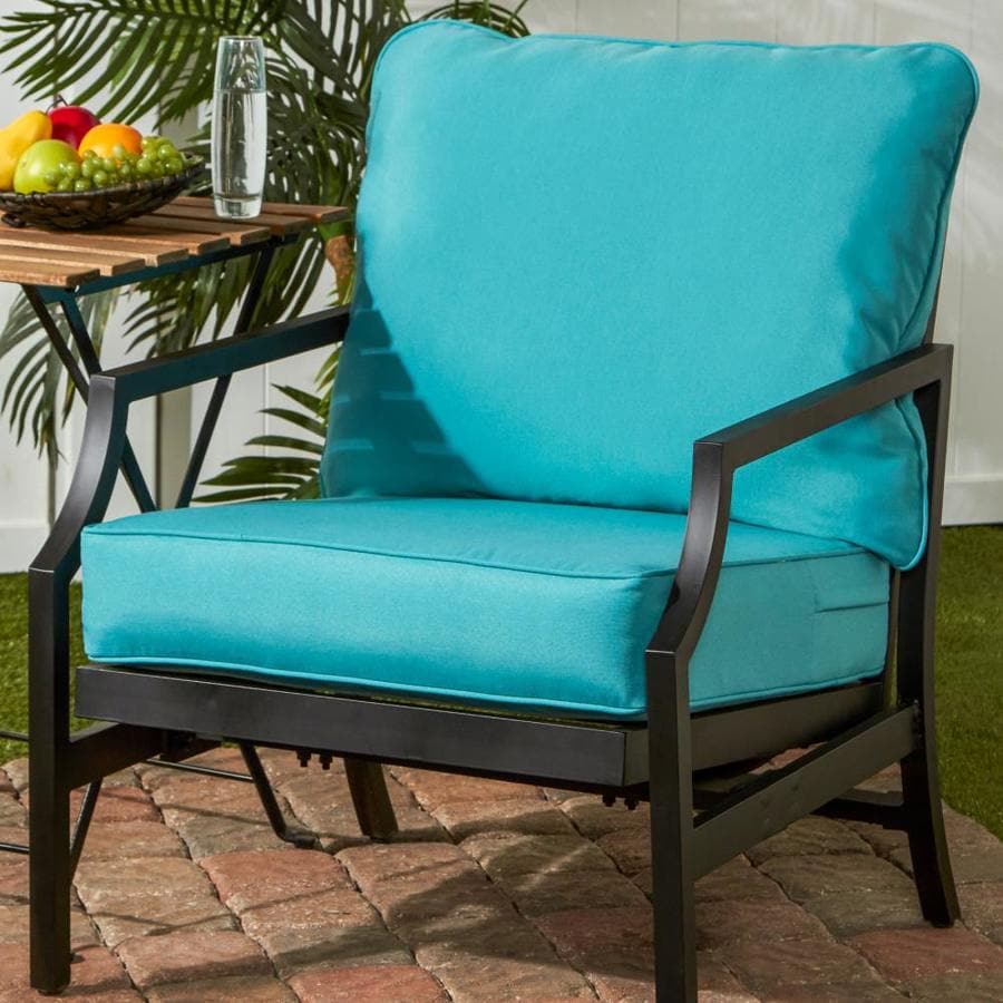 Greendale Home Fashions 2-Piece Teal Deep Seat Patio Chair Cushion in