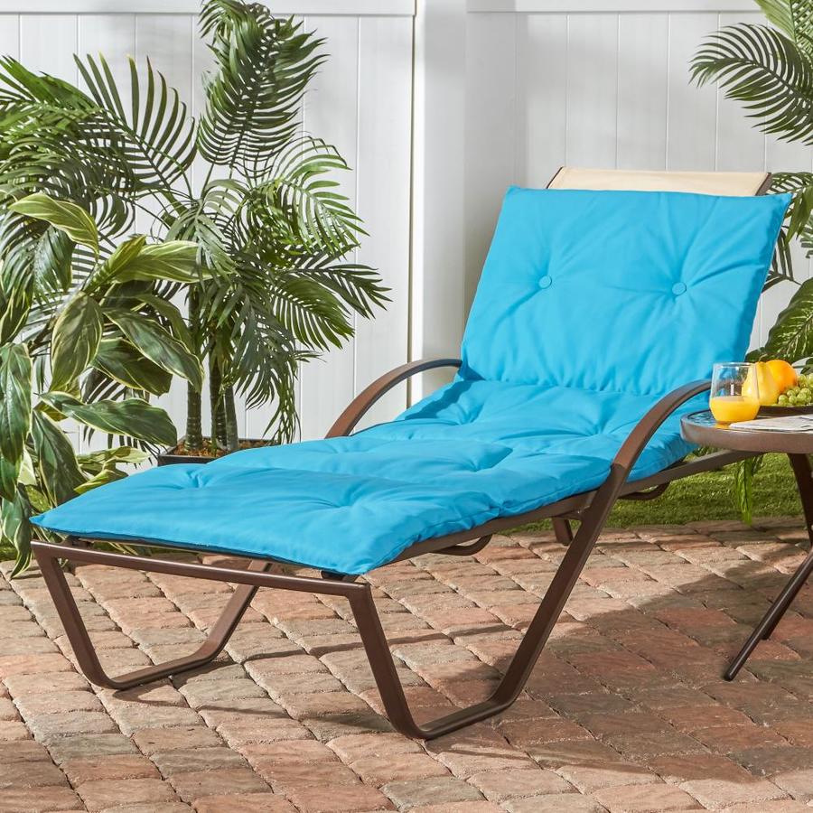 Greendale Home Fashions Teal Patio Chaise Lounge Chair Cushion in the