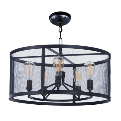 Maxim Lighting Palladium 5-Light Black/Natural Aged Brass Industrial Chandelier Maxim Lighting Palladium 5-Light Black/Natural Aged Brass Industrial Chandelier