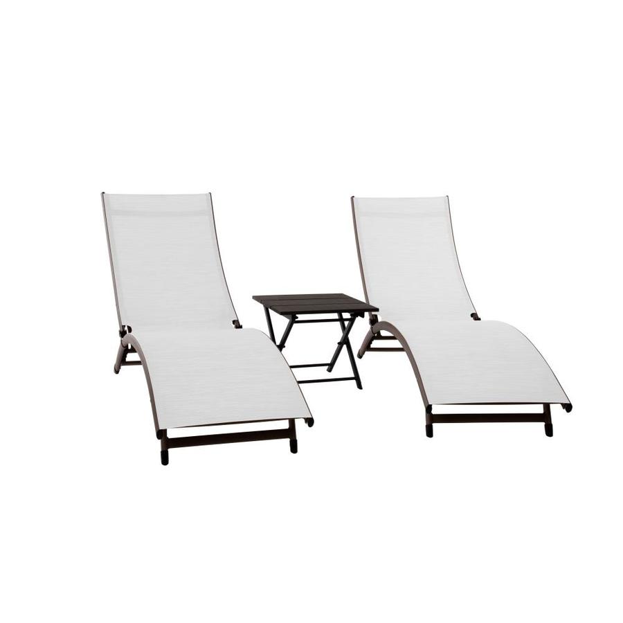 Vivere Corl3 Set Of 2 Grey Stackable Metal Stationary Chaise Lounge Chair S With Pearl Sling Seat In The Patio Chairs Department At Lowes Com