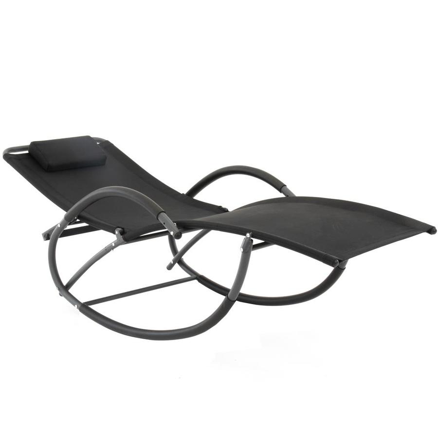 Vivere WAVELAZE Black Metal Chaise Lounge Chair(s) with Black Mesh Seat