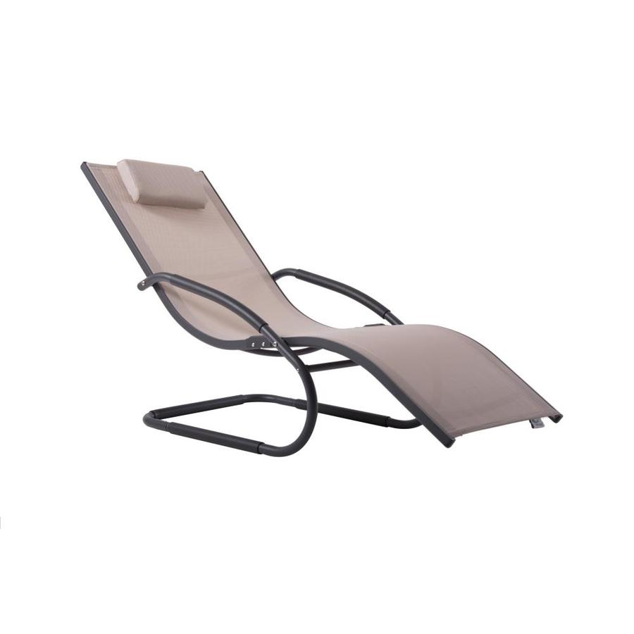 Vivere Wavelng1 Black Metal Spring Motion Chaise Lounge Chair S With Macchiato Mesh Seat In The Patio Chairs Department At Lowes Com