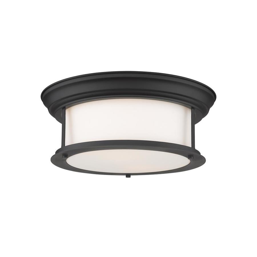 Z-Lite Sonna 13.5-in Matte Black Coastal Incandescent Flush Mount Light