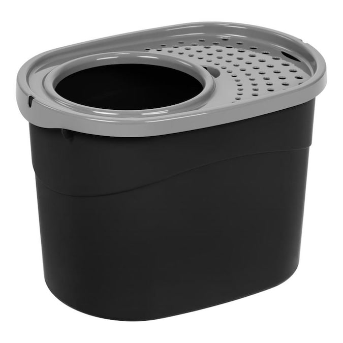 IRIS Top Entry Cat Litter Box, Black/Gray in the Pet Waste Supplies