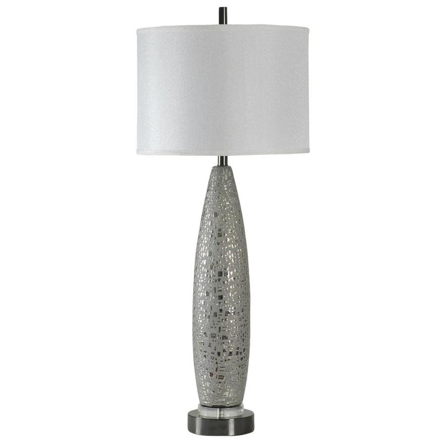 white and silver table lamps