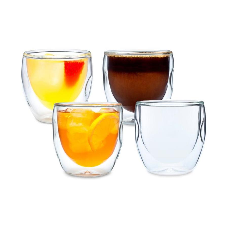 Ozeri Moderna Artisan Series Double Wall 8 Oz Beverage Glasses Set Of 4 Drinking Glasses In The