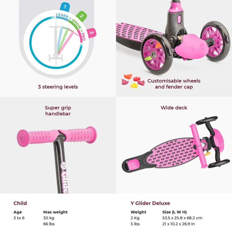 y glider deluxe scooter pink