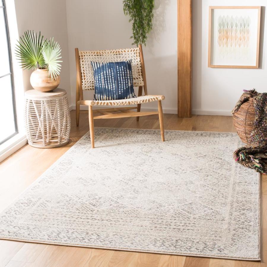 Safavieh Tulum Virden 9 x 12 Ivory/Gray Indoor Distressed/Overdyed Bohemian/Eclectic Area Rug in