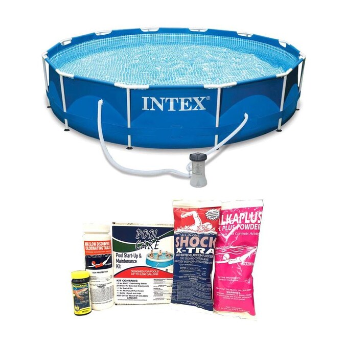 Intex 12-ft x 12-ft x 30-in Round Above-Ground Pool in the ...
