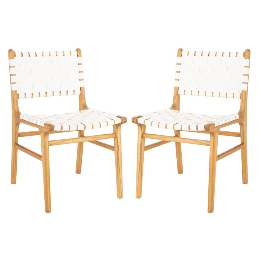 Safavieh Set Of 2 Taika Contemporary Genuine Leather Side Chair Wood Frame In The Dining Chairs Department At Lowes Com