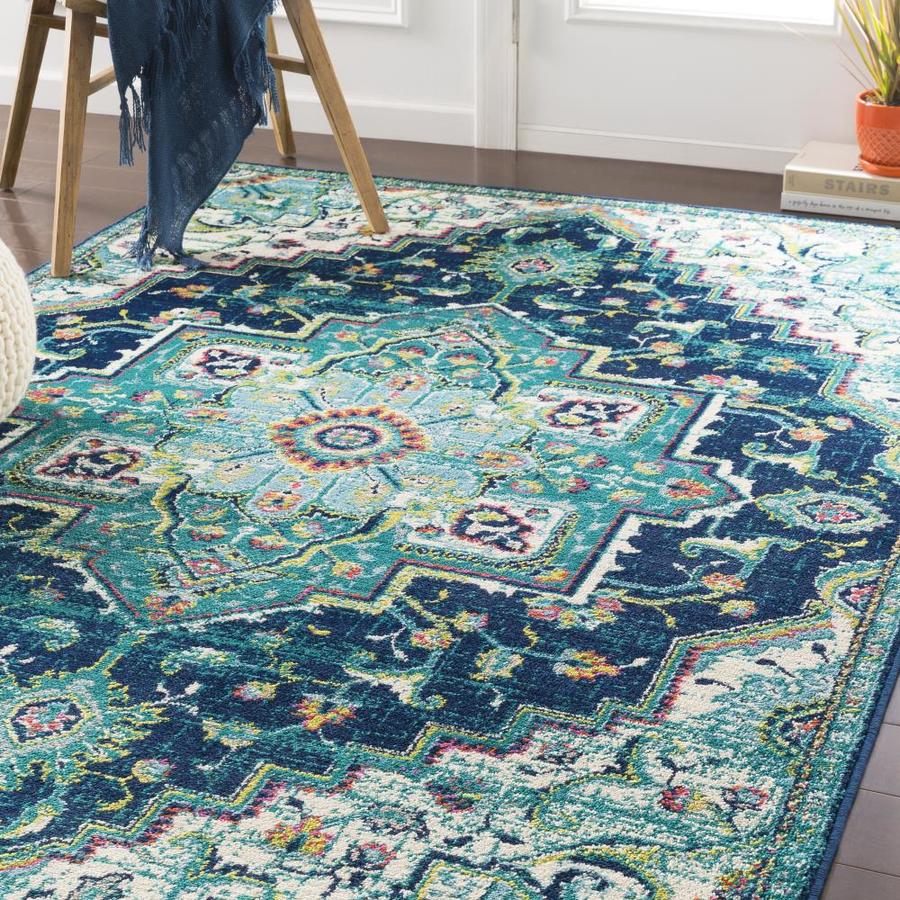 Surya Paramount 5 x 8 Teal Indoor Medallion Oriental Area Rug in the