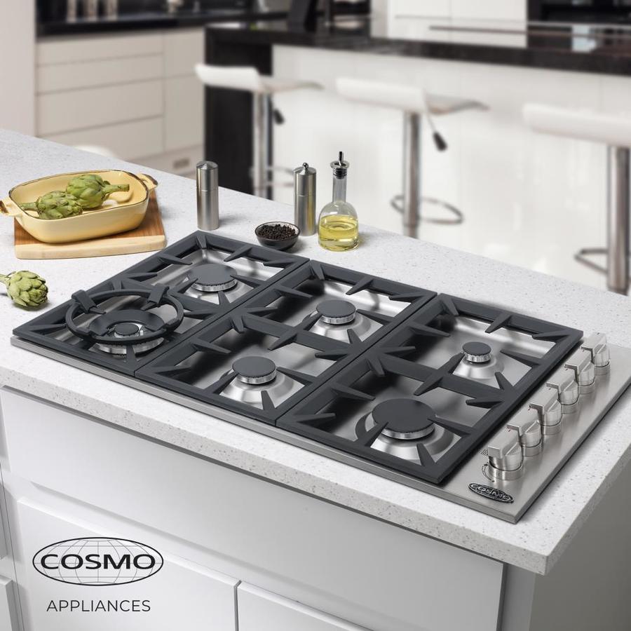 Cosmo 36in 6 Burners Stainless Steel Gas Cooktop in the Gas Cooktops