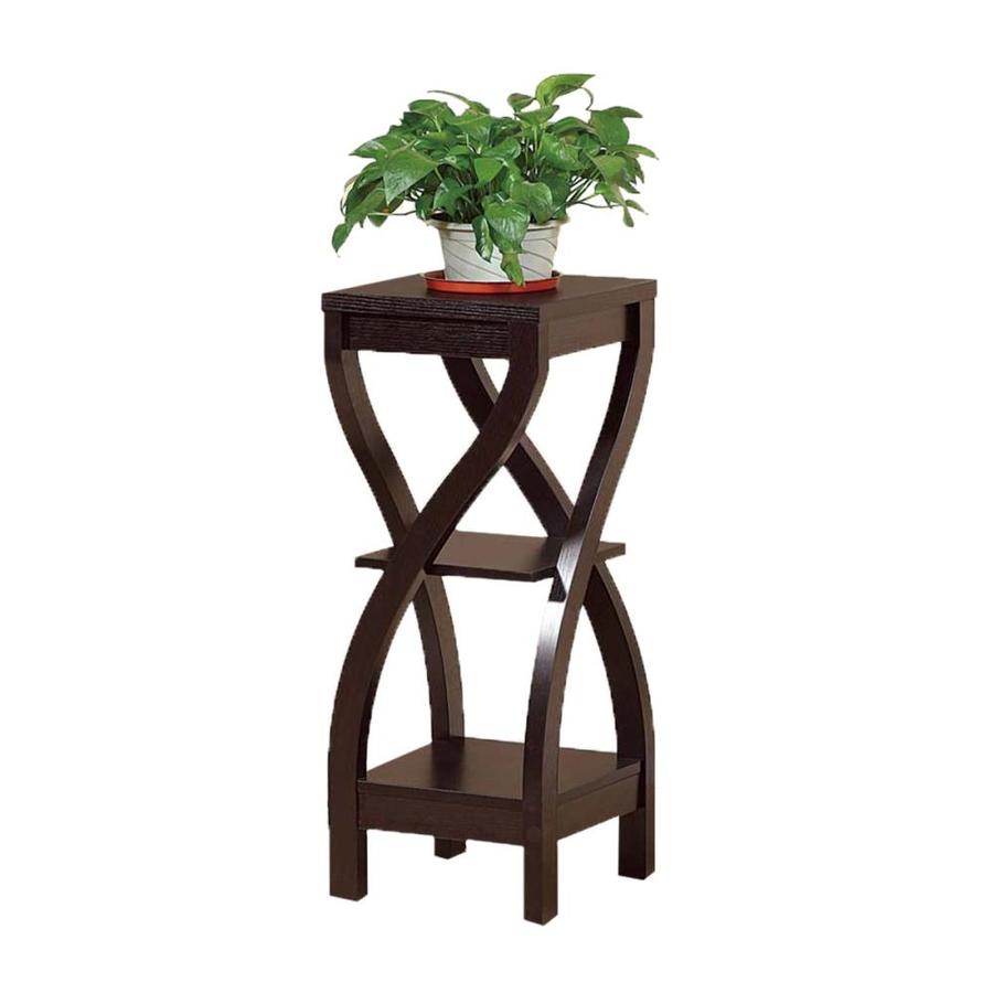 Benzara 32in Dark Brown Indoor Square Wood Plant Stand in