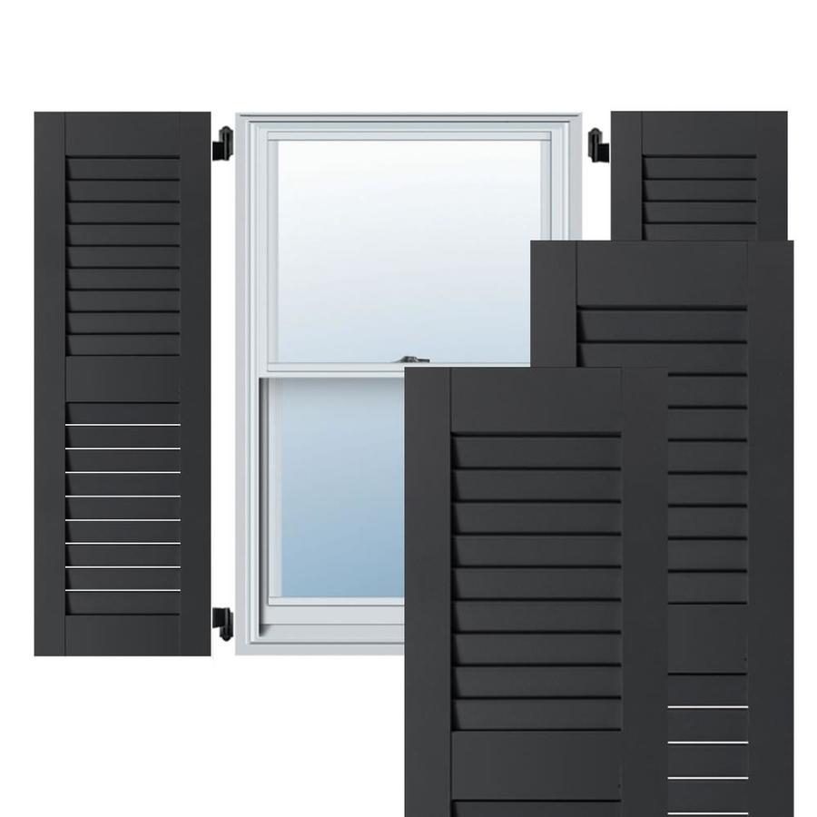 Ekena Millwork 2Pack 15in W x 62in H Black Louvered Wood Pine