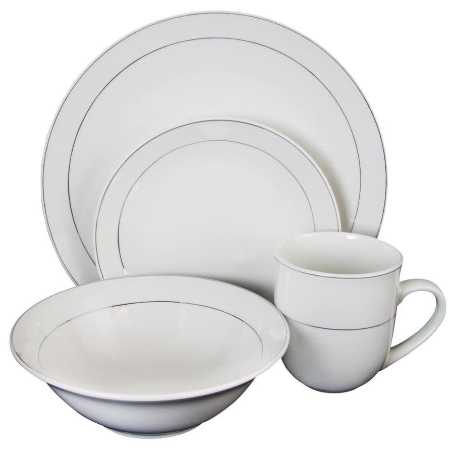 Gibson Gibson Platinum Moon 16 Piece Dinnerware Set in the Dinnerware