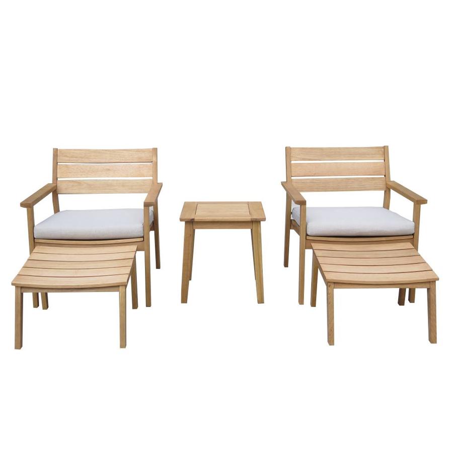 Lautan Byron 5-Piece Wood Frame Patio Conversation Set with Cushions in the Patio Conversation 