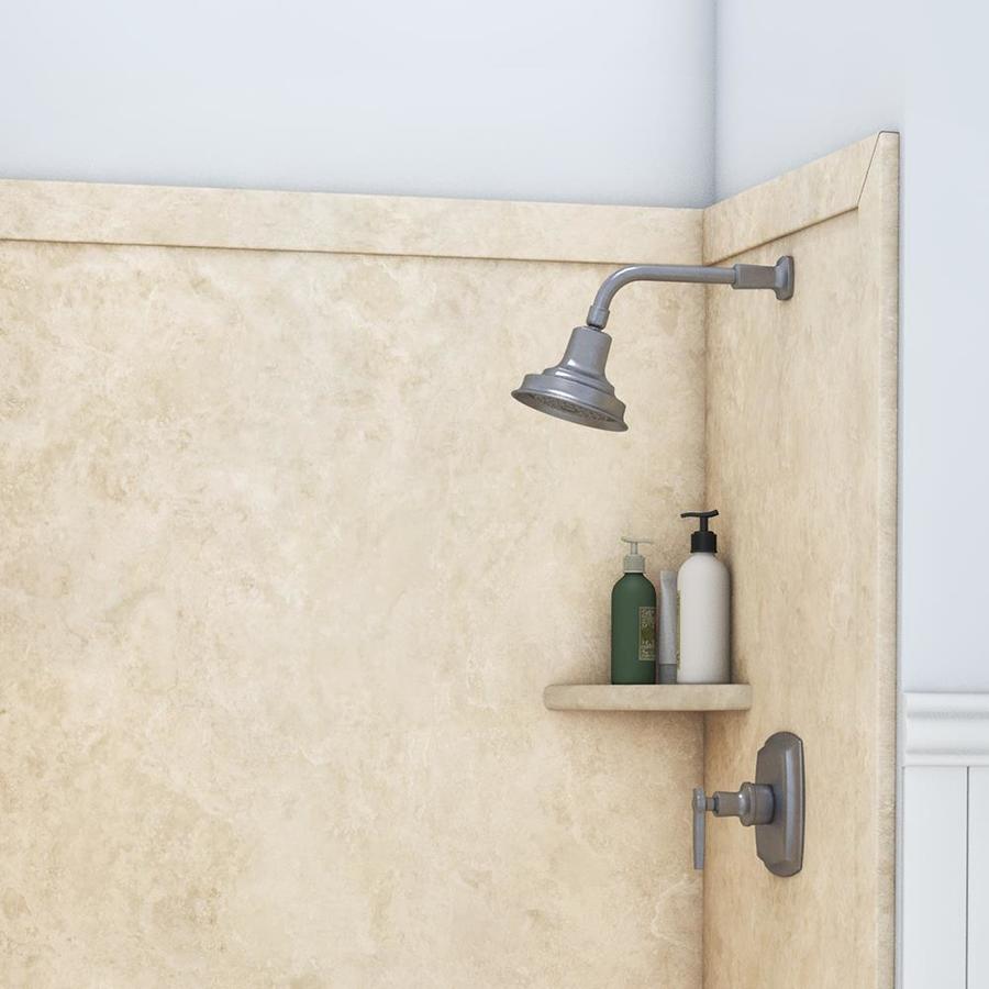 Flexstone Elegance 3 Creme Travertine Panel Kit Shower Wall Surround 48 In X 36 In In The