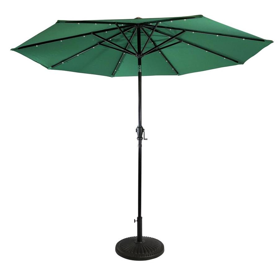 Sun Ray 106 3 Ft Round Hunter Green With Black Aluminum Frame Solar Powered Push Button Tilt Market Patio Umbrella In The Patio Umbrellas Department At Lowes Com