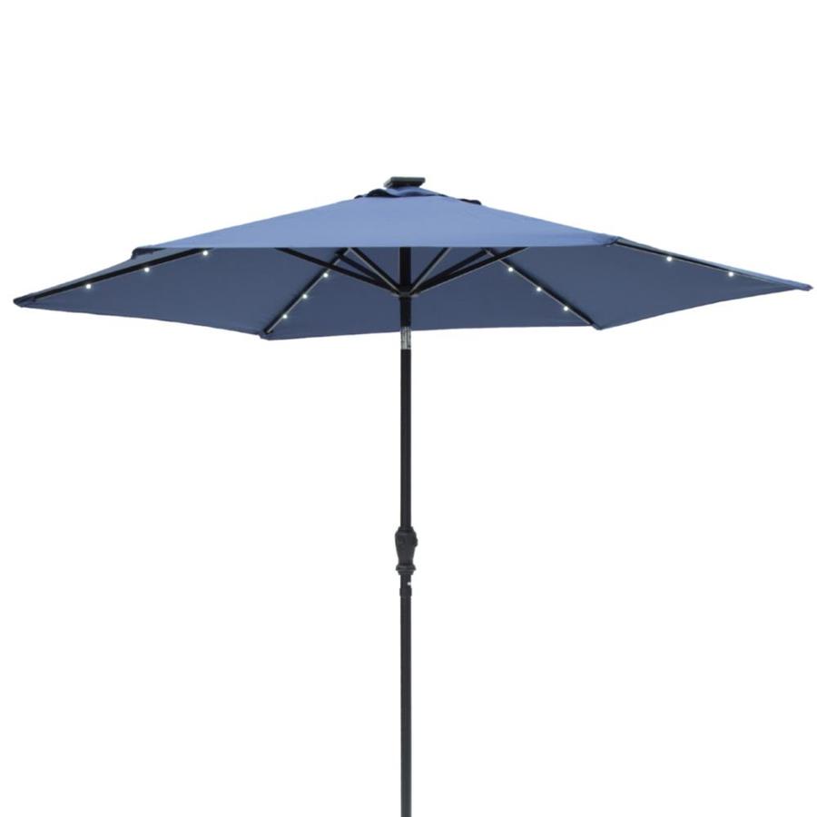 Sun Ray 106 3 Ft Round Navy Blue With Black Steel Frame Solar Powered Push Button Tilt Market Patio Umbrella In The Patio Umbrellas Department At Lowes Com