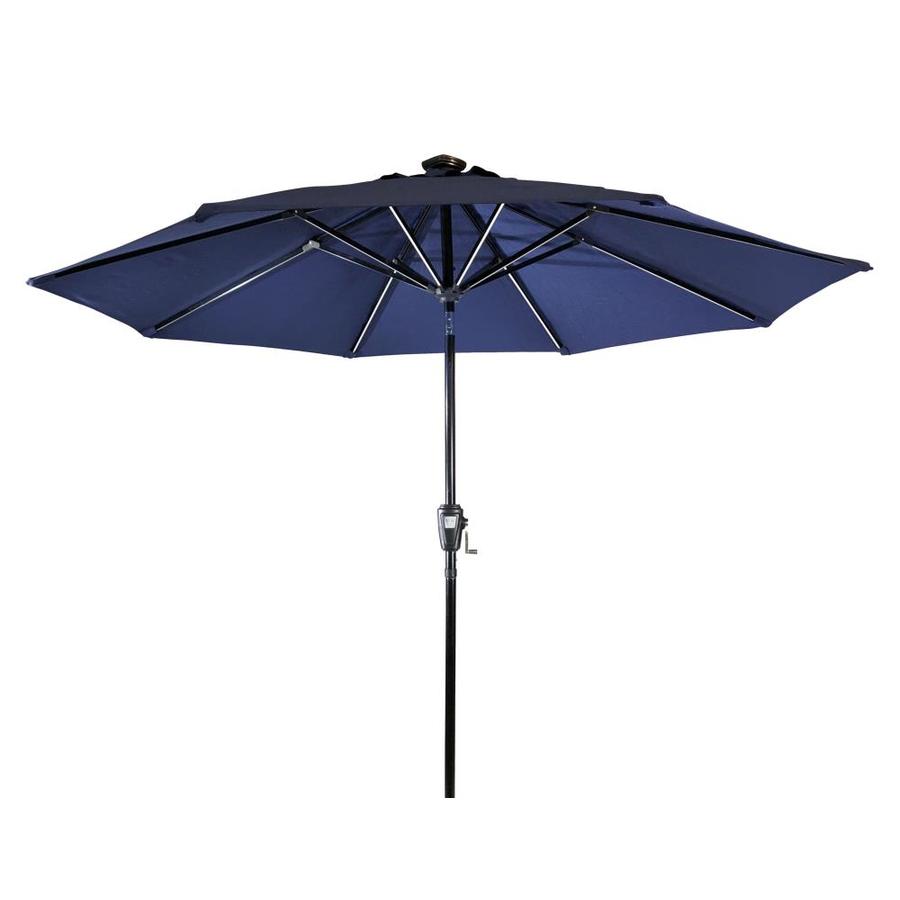 Sun Ray 106 3 Ft Round Denim With Black Aluminum Frame Solar Powered Push Button Tilt Market Patio Umbrella In The Patio Umbrellas Department At Lowes Com