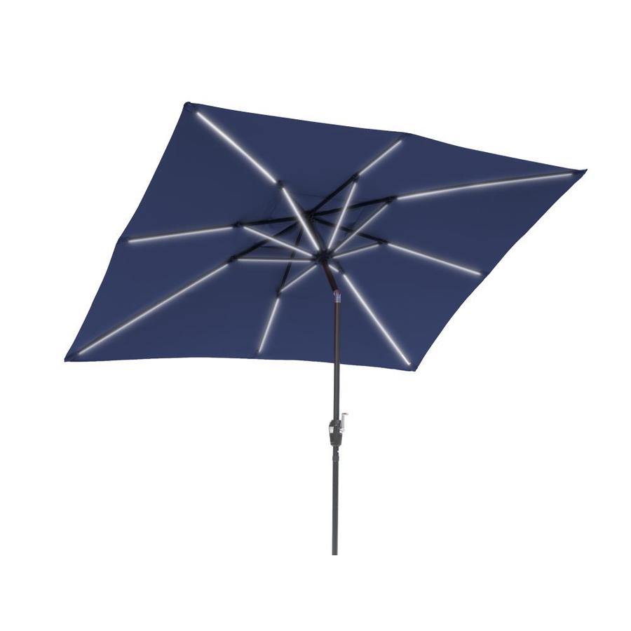 Sun Ray 107 48 Ft Rectangular Navy With Black Aluminum Frame Solar Powered Push Button Tilt Market Patio Umbrella In The Patio Umbrellas Department At Lowes Com