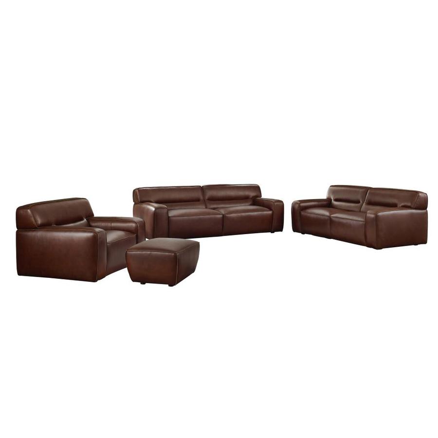 Sunset Trading Sunset Trading Milan Leather 4 Piece Living Room Set Sofa Loveseat Armchair Ottoman Brown In The Living Room Sets Department At Lowescom