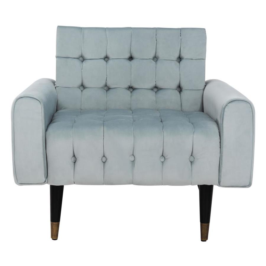 Safavieh Amaris Modern Slate Blue Black Velvet Accent Chair In The Chairs Department At Lowes Com