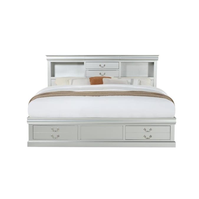 ACME Furniture Louis Philippe III Platinum Queen Upholstered Bed with Storage in the Beds ...
