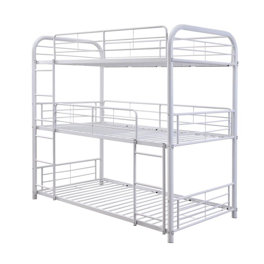 white bunk beds metal