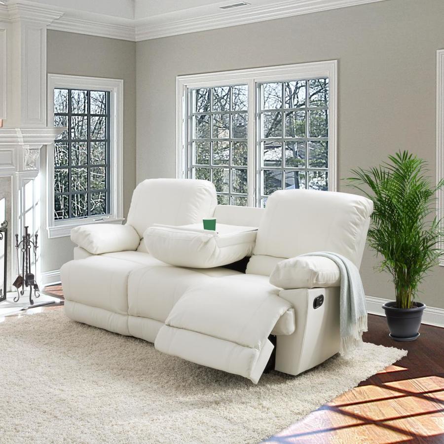 CorLiving Lea Mission/Shaker White Faux Leather Reclining Sofa in the