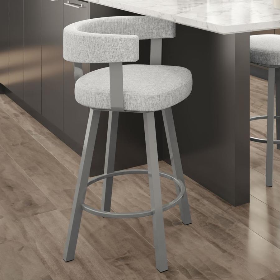 Amisco Parker Grey White Counter Height Upholstered Swivel Bar Stool In The Bar Stools